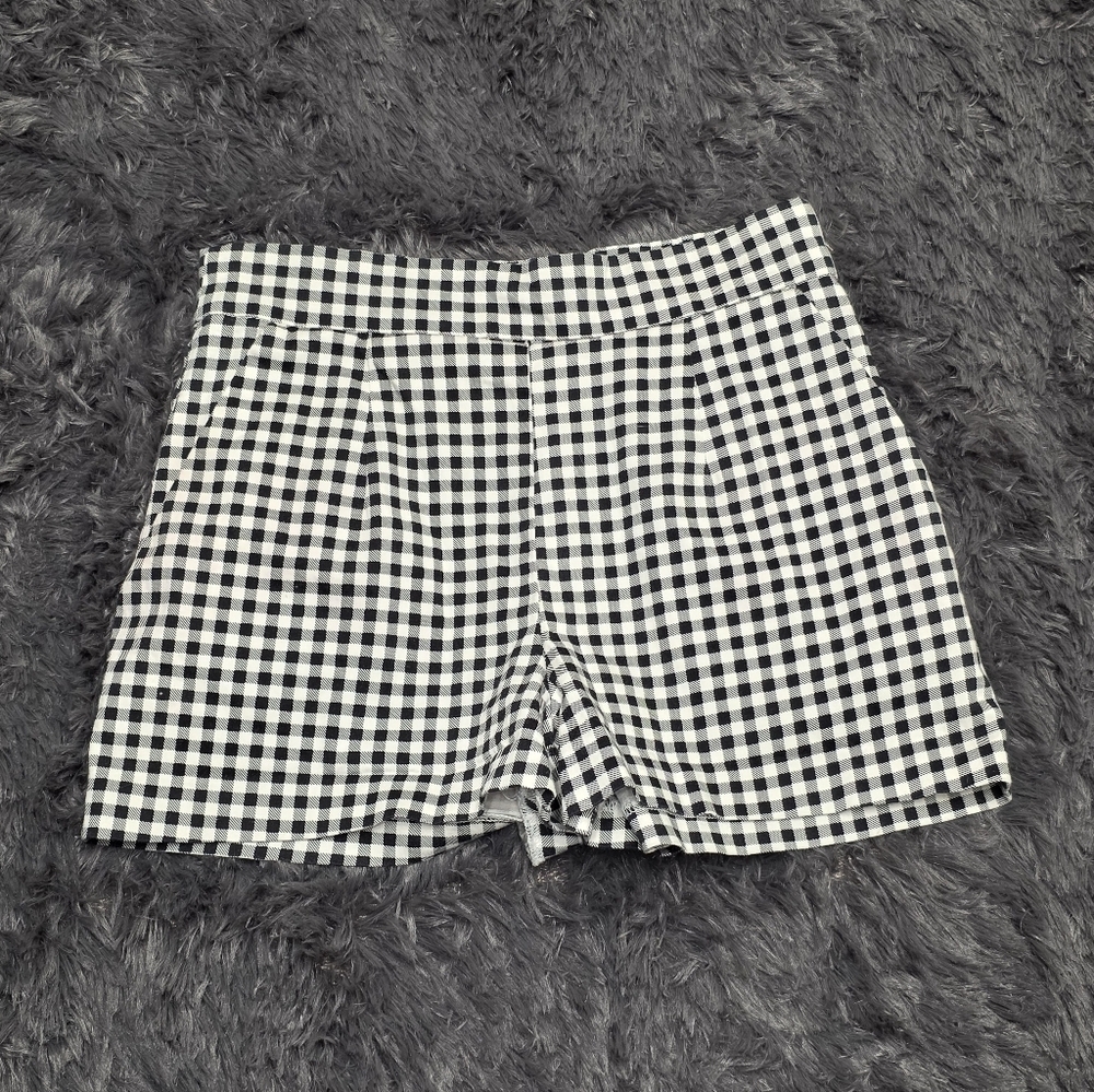 Forever 21 Black and White Gingham High Waist Shorts